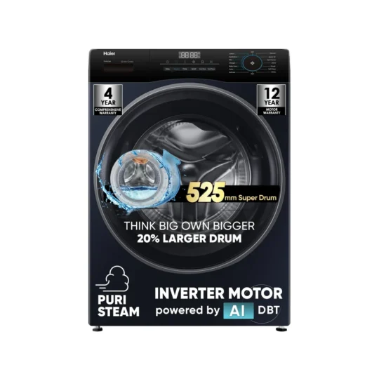 Haier 8 Kg Frontload with 525 Super drum, Refresh, AI DBT and 5 Star rating (HWM80-IM12929EBK)