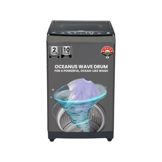 Haier 8 kg 5 Star Oceanus Wave Drum Washing Machine Fully Automatic Top Load (HWM80-826DNZP,Titanium